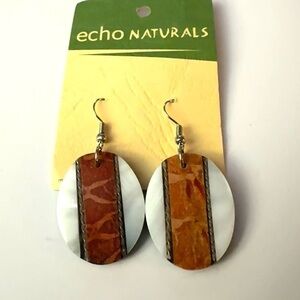 NWT Echo Naturals Abilone Oval Earrings